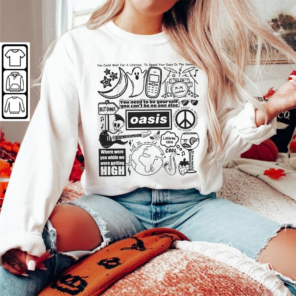Oasis Doodle Art Shirt, Vintage Oasis Album Lyrics Merch Tee Sweatshirt Hoodie, Retro Oasis Tattoo Tour 2023 DA0505DT - 5.jpg