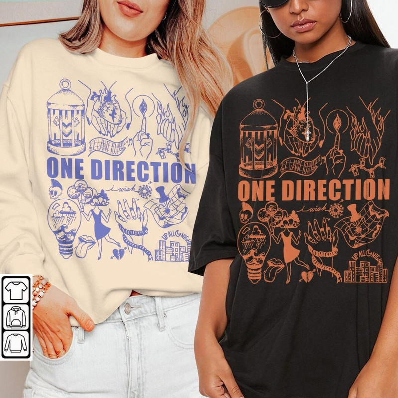 One Direction Doodle Art Shirt, Vintage One Direction Album Lyrics Art Tattoo Sweatshirt Hoodie Tour 2023 Concert V1 DA3005DT - 1.jpg