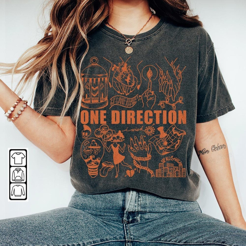 One Direction Doodle Art Shirt, Vintage One Direction Album Lyrics Art Tattoo Sweatshirt Hoodie Tour 2023 Concert V1 DA3005DT - 2.jpg