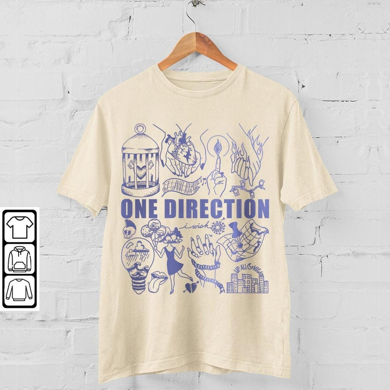 One Direction Doodle Art Shirt, Vintage One Direction Album Lyrics Art Tattoo Sweatshirt Hoodie Tour 2023 Concert V1 DA3005DT - 4.jpg