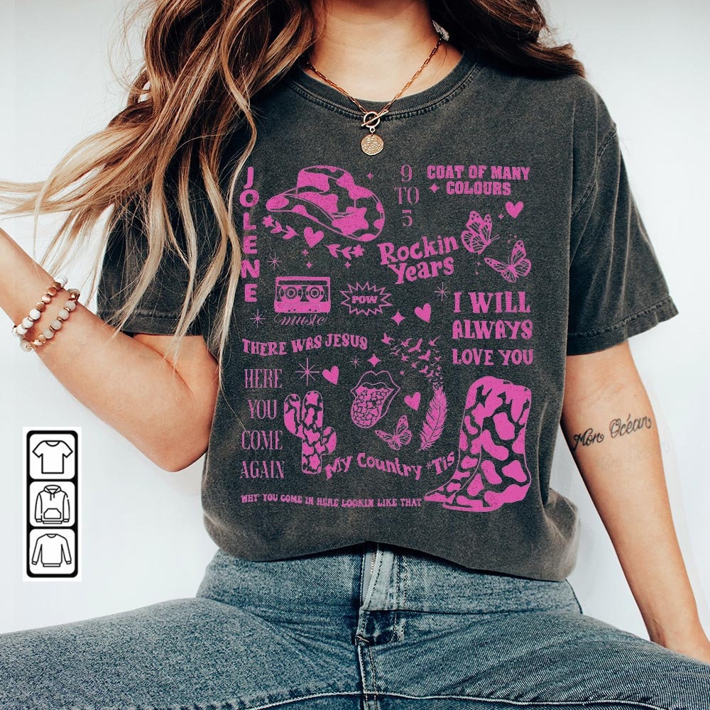 Parton Doodle Art Shirt, In Dolly We Trust Hoodie, 90s Country Music Tee, Women Western Trendy Tee, Vintage Retro Sweatshirt DA3004MT - 4.jpg