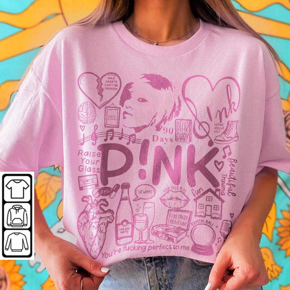 Pink Doodle Art Shirt, Vintage Pink Trustfall Merch Album Lyrics Sweatshirt Hoodie, Retro Pink Tour 2023 Tattoo L3004DA - 1.jpg