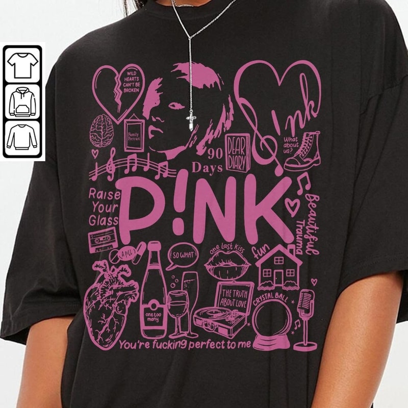 Pink Doodle Art Shirt, Vintage Pink Trustfall Merch Album Lyrics Sweatshirt Hoodie, Retro Pink Tour 2023 Tattoo L3004DA - 3.jpg