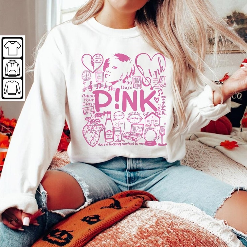 Pink Doodle Art Shirt, Vintage Pink Trustfall Merch Album Lyrics Sweatshirt Hoodie, Retro Pink Tour 2023 Tattoo L3004DA - 5.jpg