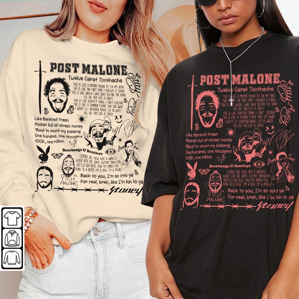 Post Malone Doodle Art Shirt, Twelve Carat Toothache Sweatshirt, Post MaloneVintage Lyric Album Song Rap Retro Unisex Gifts For Fan Da2404CT - 1.jpg