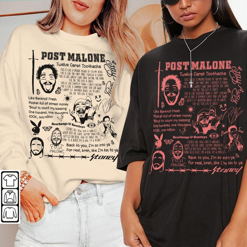 Post Malone Doodle Art Shirt, Twelve Carat Toothache Sweatshirt, Post MaloneVintage Lyric Album Song Rap Retro Unisex Gifts For Fan Da2404CT - 1.jpg