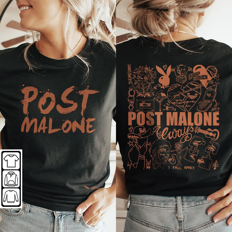 Post Malone Doodle Art Tattoo Shirt, 2 Side Post Malone Album Lyrics Art Sweatshirt Hoodie, Malone Art Concert V1 DA1306DT - 2.jpg