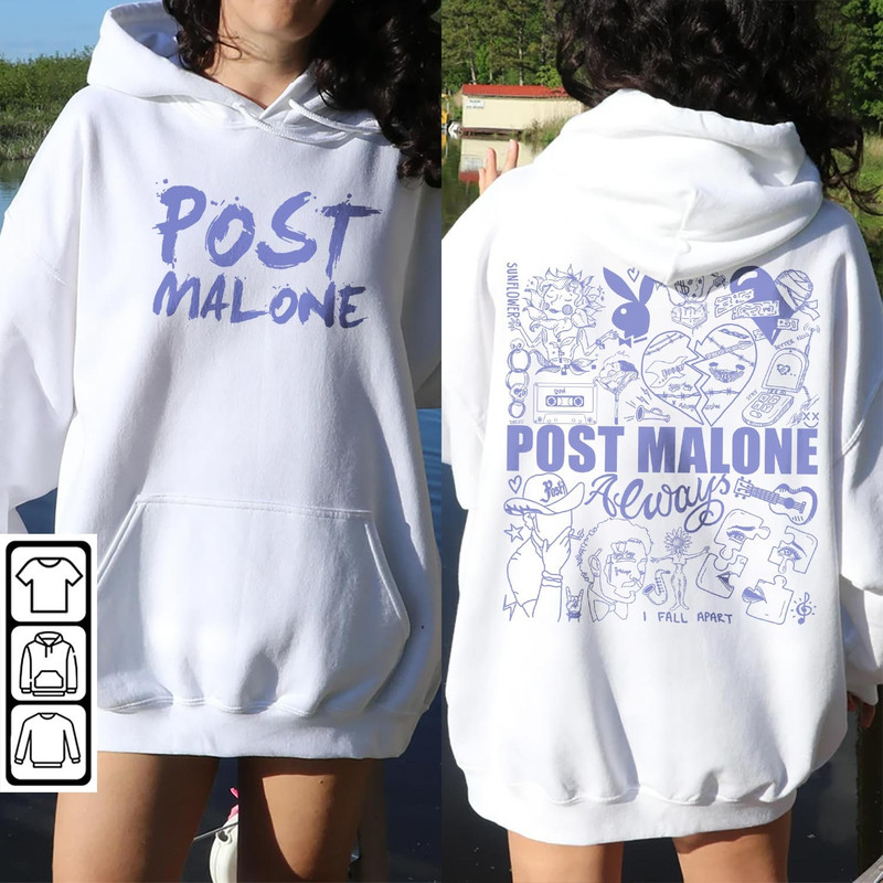 Post Malone Doodle Art Tattoo Shirt, 2 Side Post Malone Album Lyrics Art Sweatshirt Hoodie, Malone Art Concert V1 DA1306DT - 3.jpg