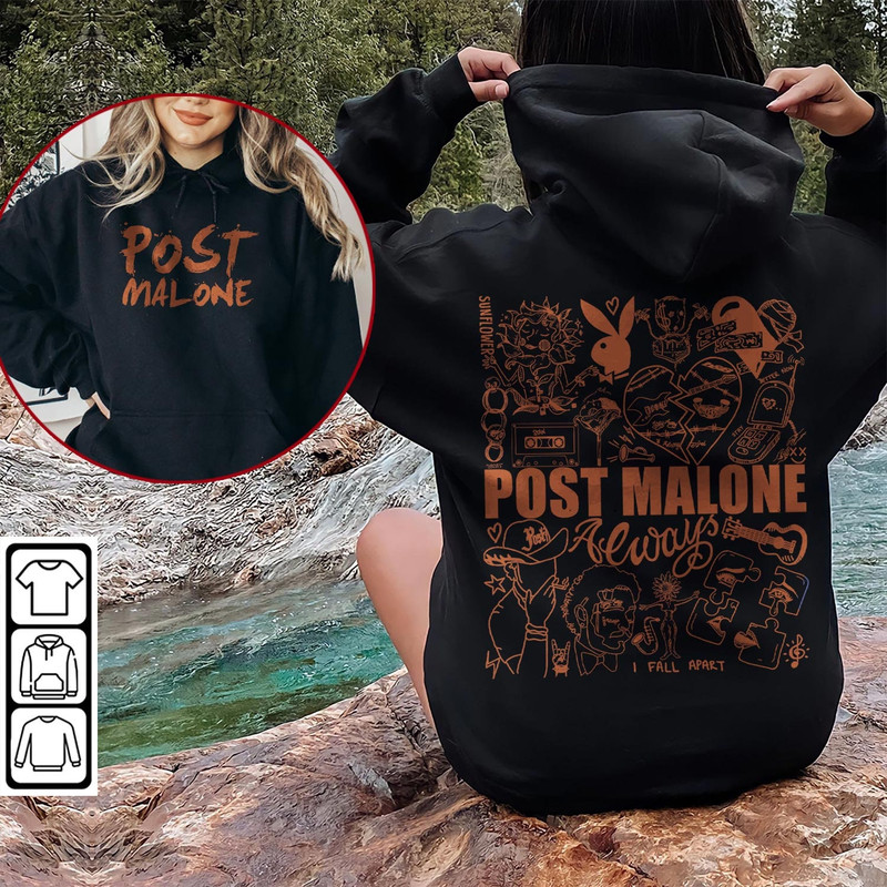 Post Malone Doodle Art Tattoo Shirt, 2 Side Post Malone Album Lyrics Art Sweatshirt Hoodie, Malone Art Concert V1 DA1306DT - 5.jpg
