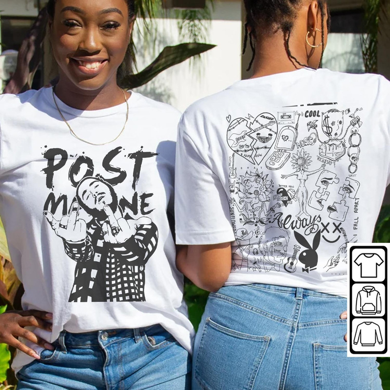 Post Malone Doodle Art Tattoo Shirt, 2 Side Post Malone Album Lyrics Art Sweatshirt Hoodie, Malone Tattoos Concert DA1306DT - 4.jpg