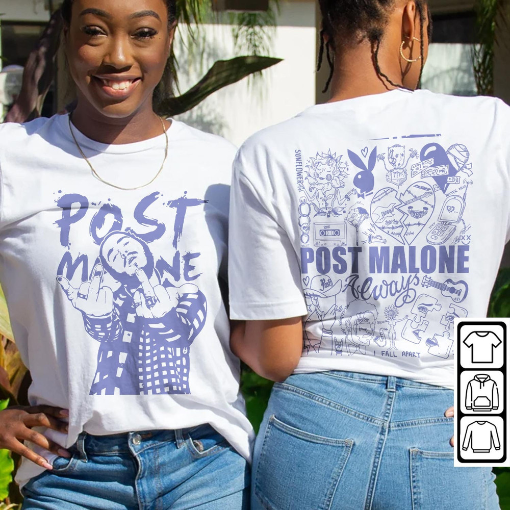 Post Malone Doodle Art Tattoo Shirt, 2 Side Post Malone Albums Lyric Art Sweatshirt Hoodie, Malone Tattoos Concert V1 DA1306DT - 4.jpg