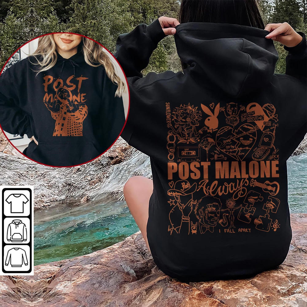 Post Malone Doodle Art Tattoo Shirt, 2 Side Post Malone Albums Lyric Art Sweatshirt Hoodie, Malone Tattoos Concert V1 DA1306DT - 5.jpg