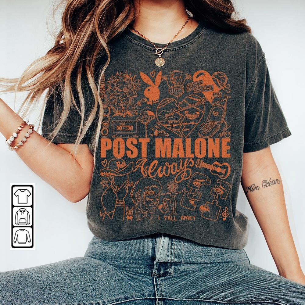 Post Malone Doodle Art Tattoo Shirt, Post Malone Album Lyrics Art Sweatshirt Hoodie, Retro Malone Art Tour Concert DA1205DT - 2.jpg