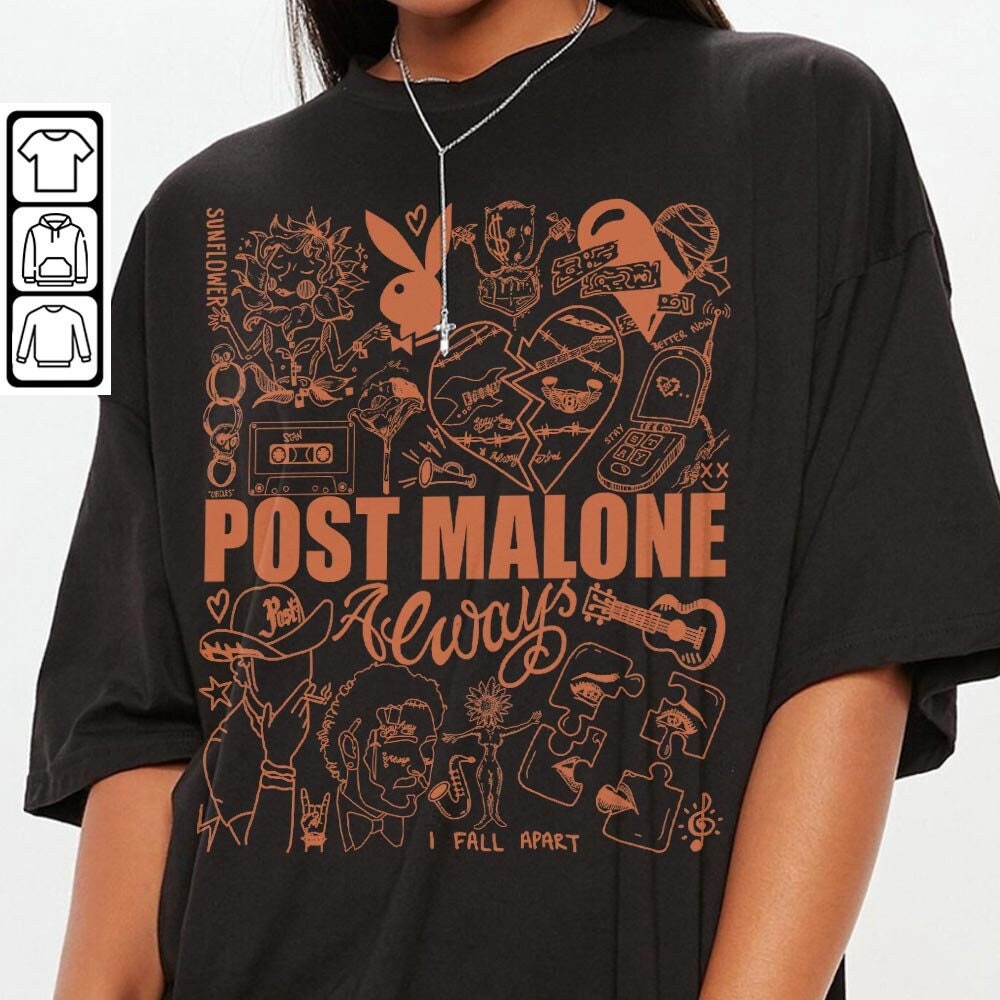Post Malone Doodle Art Tattoo Shirt, Post Malone Album Lyrics Art Sweatshirt Hoodie, Retro Malone Art Tour Concert DA1205DT - 3.jpg