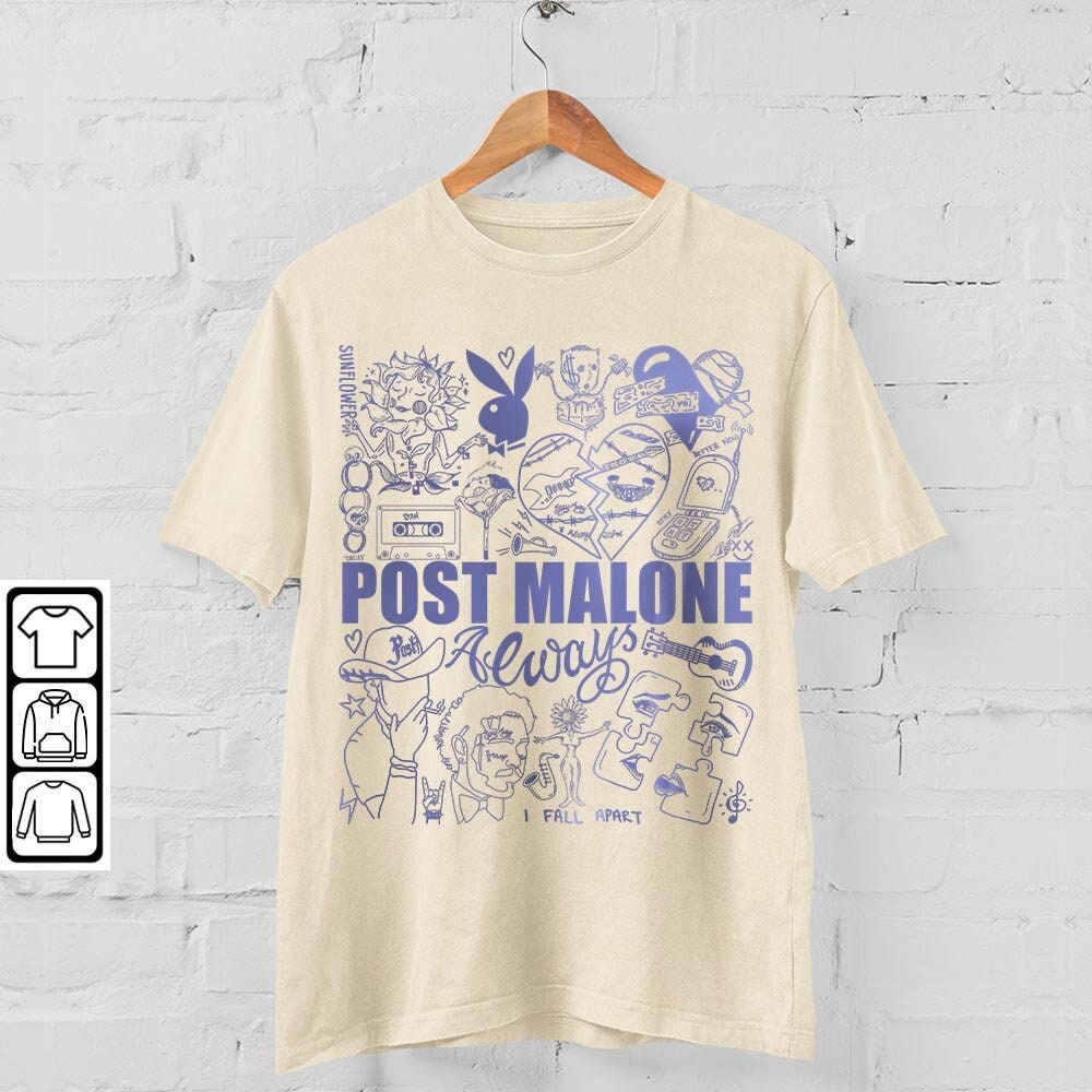 Post Malone Doodle Art Tattoo Shirt, Post Malone Album Lyrics Art Sweatshirt Hoodie, Retro Malone Art Tour Concert DA1205DT - 4.jpg