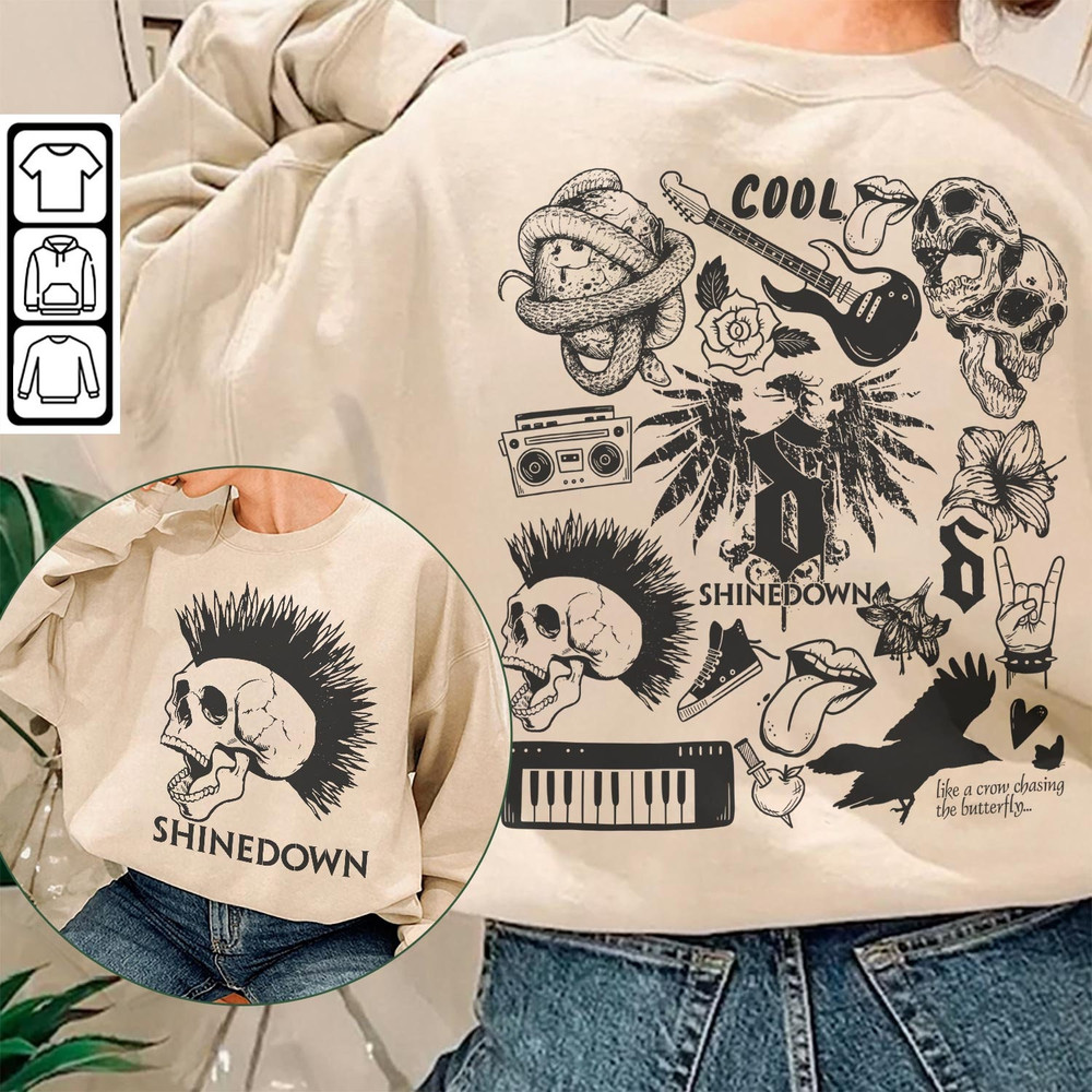 Shinedown Doodle Art Shirt, 2 Side Vintage Shinedown Merch Lyrics Album Art Sweatshirt, Retro Shinedown Tour 2023 DA1306DT - 1.jpg