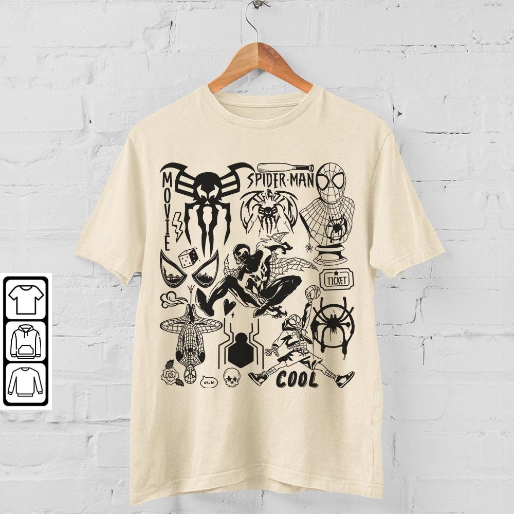 Spidey 2099 Movie Doodle Art Shirt, Vintage 90s Spidey 2099 Merch Tees Graphic Art, Retro Superhero Art DA1906DT - 4.jpg