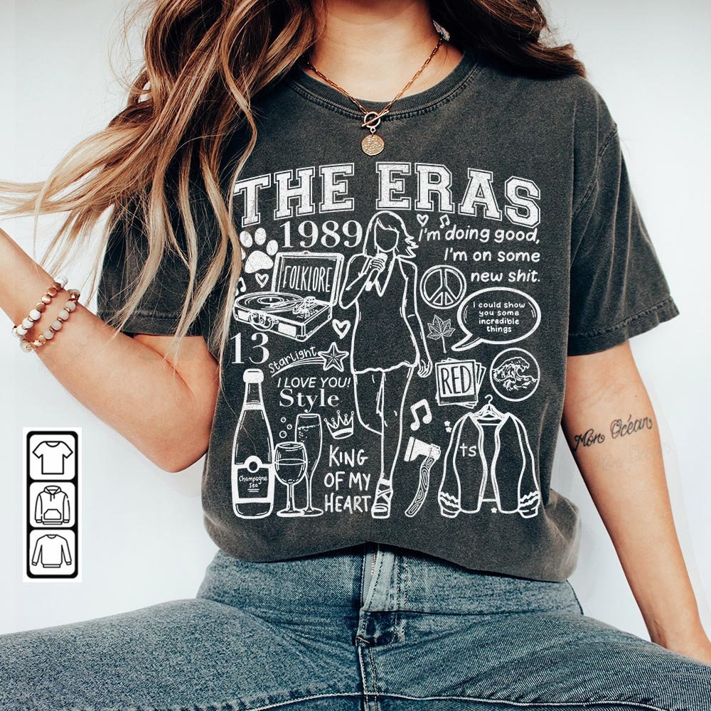 Taylor Swift Doodle Art Shirt, Vintage Taylor Swift Merch Album Lyrics Sweatshirt Hoodie, Taylor Swift Tattoos The Eras Tour 2023 DA3004DT - 1.jpg