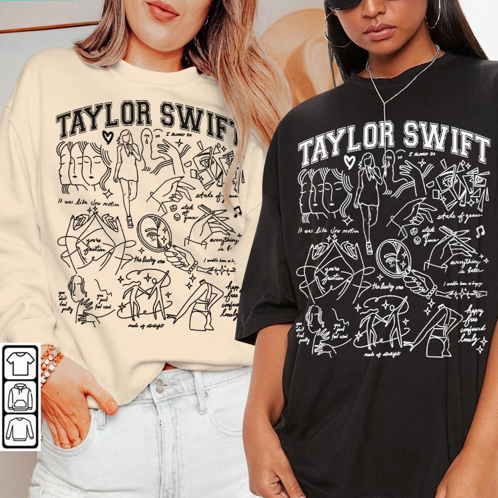 Taylor Swift Doodle Art Shirt, Vintage Taylor Swift Merch Red Album Lyrics Sweatshirt Hoodie, Taylor Swift Tattoos Tour 2023 DA3004DT - 2.jpg