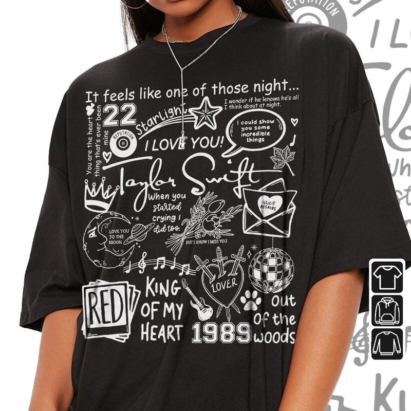 Taylor Swift Doodle Art Shirt, Vintage Taylor Swift Merch Album Lyrics Sweatshirt Hoodie, Taylor Swift Tattoos Tour 2023 DA3004DT - 3.jpg