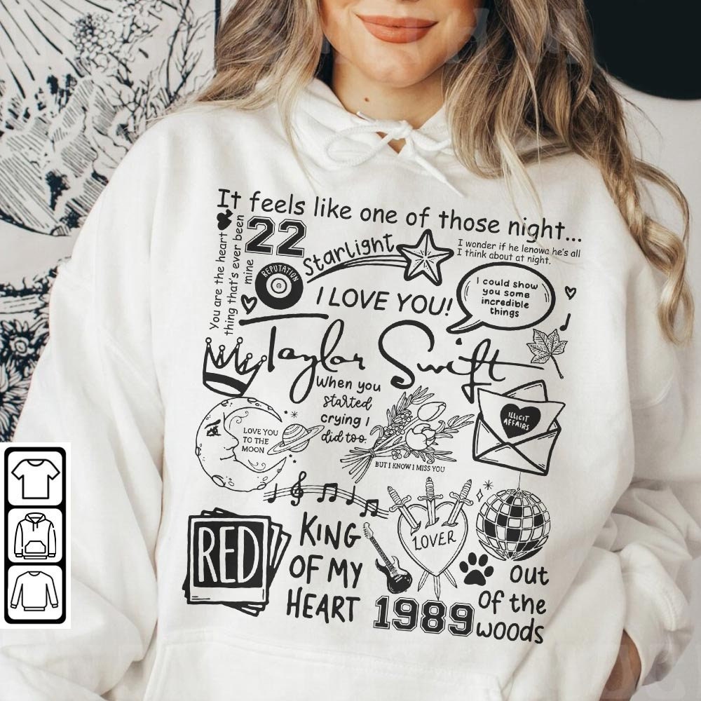 Taylor Swift Doodle Art Shirt, Vintage Taylor Swift Merch Album Lyrics Sweatshirt Hoodie, Taylor Swift Tattoos Tour 2023 DA3004DT - 4.jpg