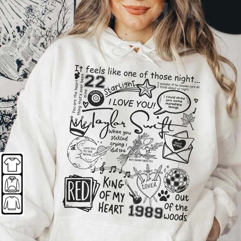 Taylor Swift Doodle Art Shirt, Vintage Taylor Swift Merch Album Lyrics Sweatshirt Hoodie, Taylor Swift Tattoos Tour 2023 DA3004DT - 4.jpg