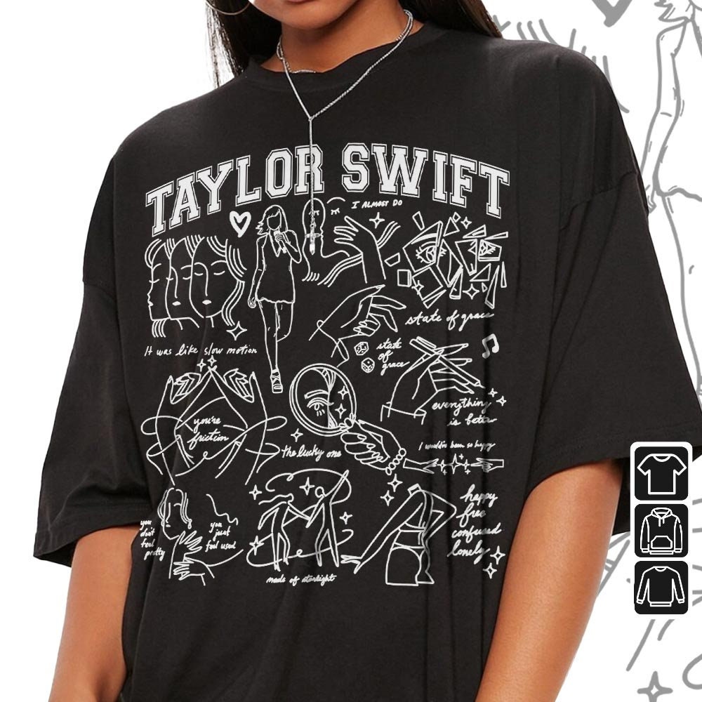Taylor Swift Doodle Art Shirt, Vintage Taylor Swift Merch Red Album Lyrics Sweatshirt Hoodie, Taylor Swift Tattoos Tour 2023 DA3004DT - 3.jpg