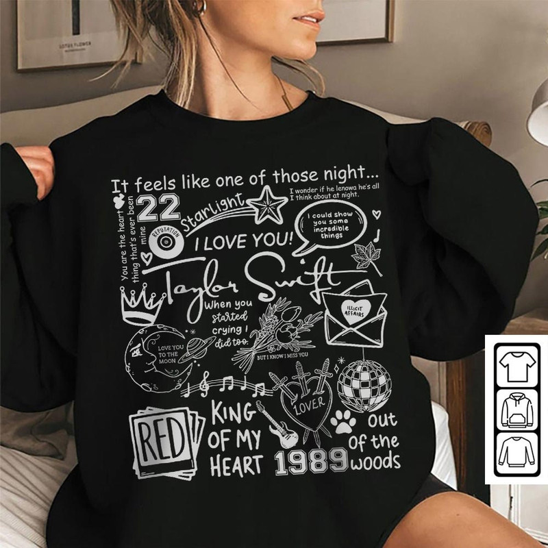 Taylor Swift Doodle Art Shirt, Vintage Taylor Swift Merch Album Lyrics Sweatshirt Hoodie, Taylor Swift Tattoos Tour 2023 DA3004DT - 5.jpg