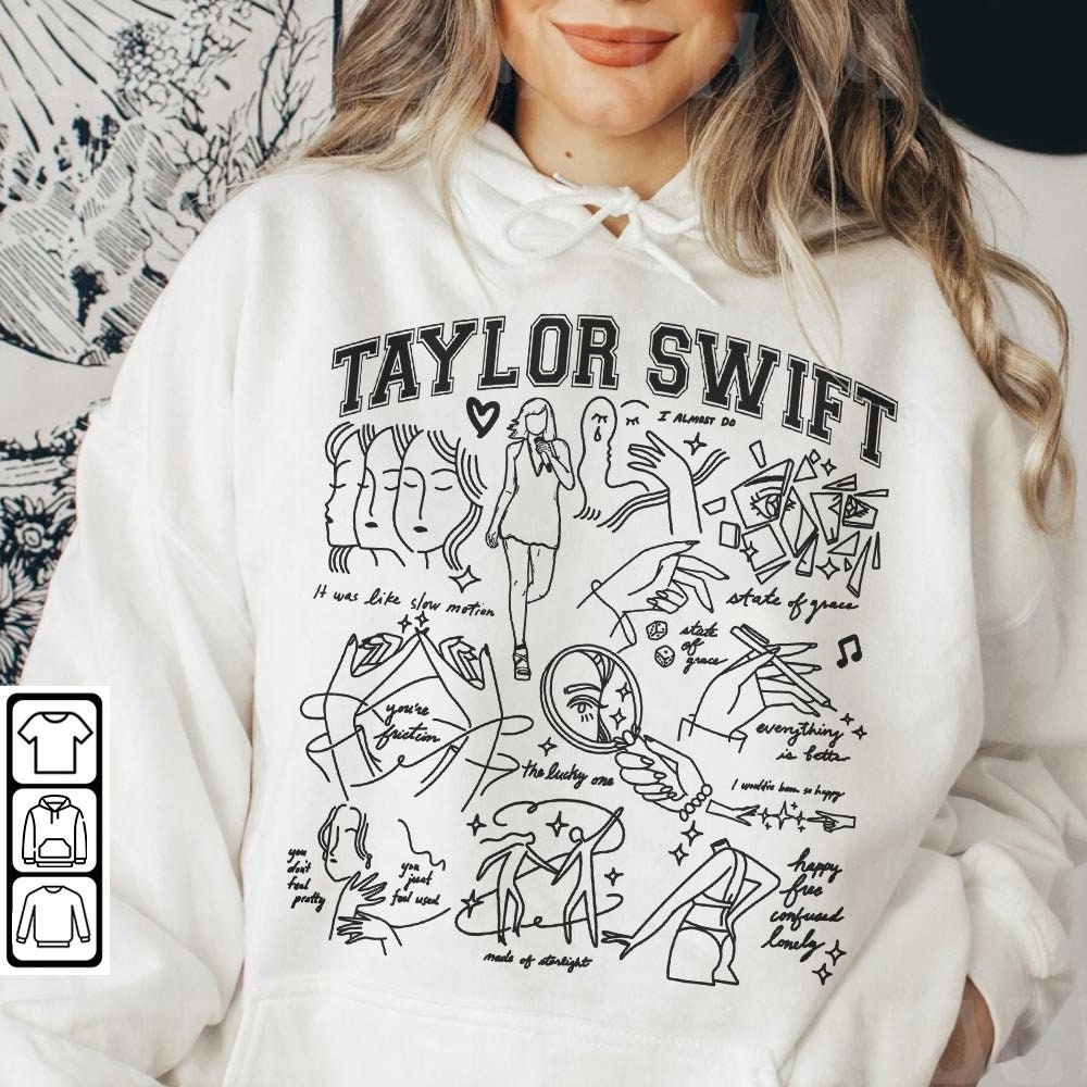 Taylor Swift Doodle Art Shirt, Vintage Taylor Swift Merch Red Album Lyrics Sweatshirt Hoodie, Taylor Swift Tattoos Tour 2023 DA3004DT - 4.jpg