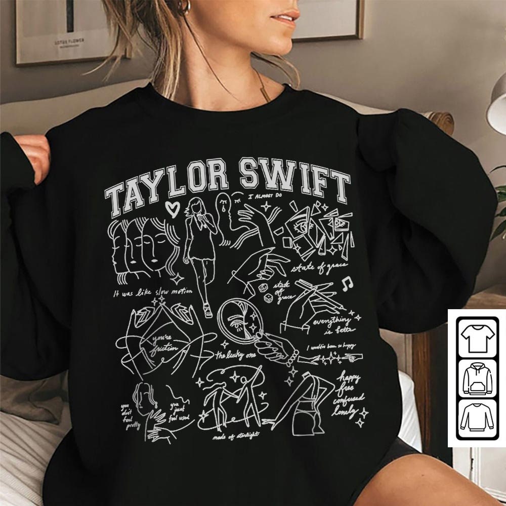 Taylor Swift Doodle Art Shirt, Vintage Taylor Swift Merch Red Album Lyrics Sweatshirt Hoodie, Taylor Swift Tattoos Tour 2023 DA3004DT - 5.jpg