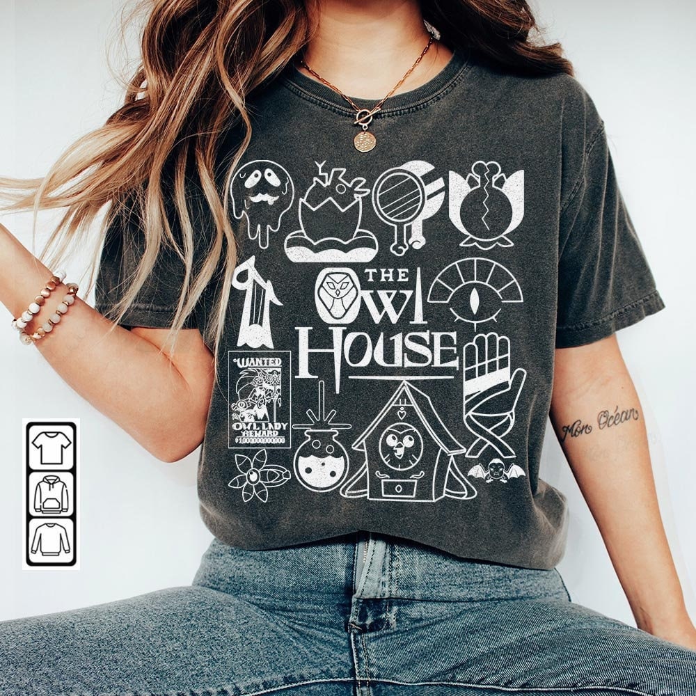 The Owl House Doodle Art Shirt, Vintage The Owl House Movie TV Print Art Tattoo Sweatshirt Hoodie The Owl House Cartoon 2023 DA2405DT - 1.jpg