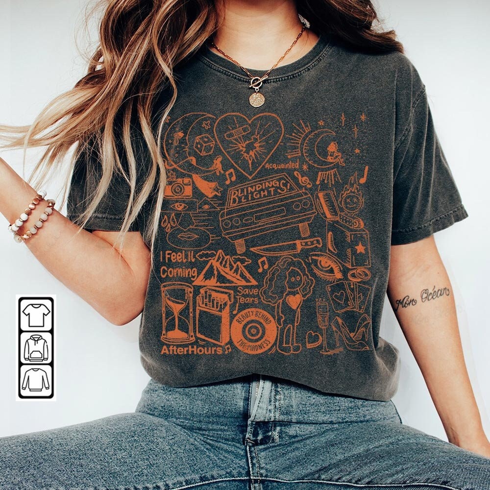 The Weeknd Doodle Art Shirt, Vintage Merch Weeknd Album Lyrics Song Sweatshirt Hoodie, The Weeknd Tour 2023 Rap Tattoos DA1205DT - 2.jpg