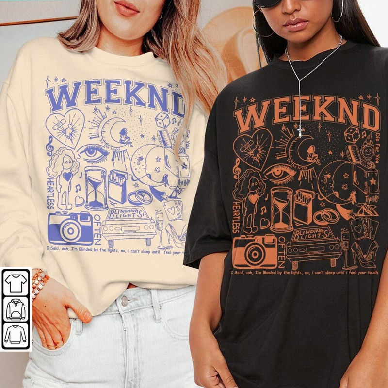 The Weeknd Doodle Art Shirt, Vintage Merch Weeknd Album Lyrics Song Sweatshirt Hoodie, The Weeknd Tour 2023 Tattoos DA1205DT - 1.jpg
