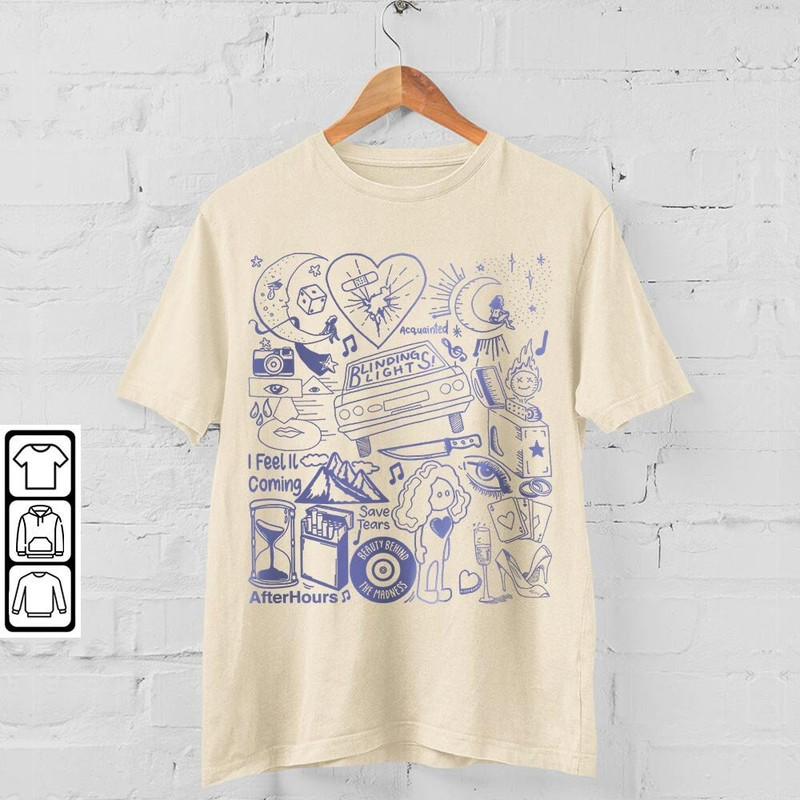 The Weeknd Doodle Art Shirt, Vintage Merch Weeknd Album Lyrics Song Sweatshirt Hoodie, The Weeknd Tour 2023 Rap Tattoos DA1205DT - 4.jpg