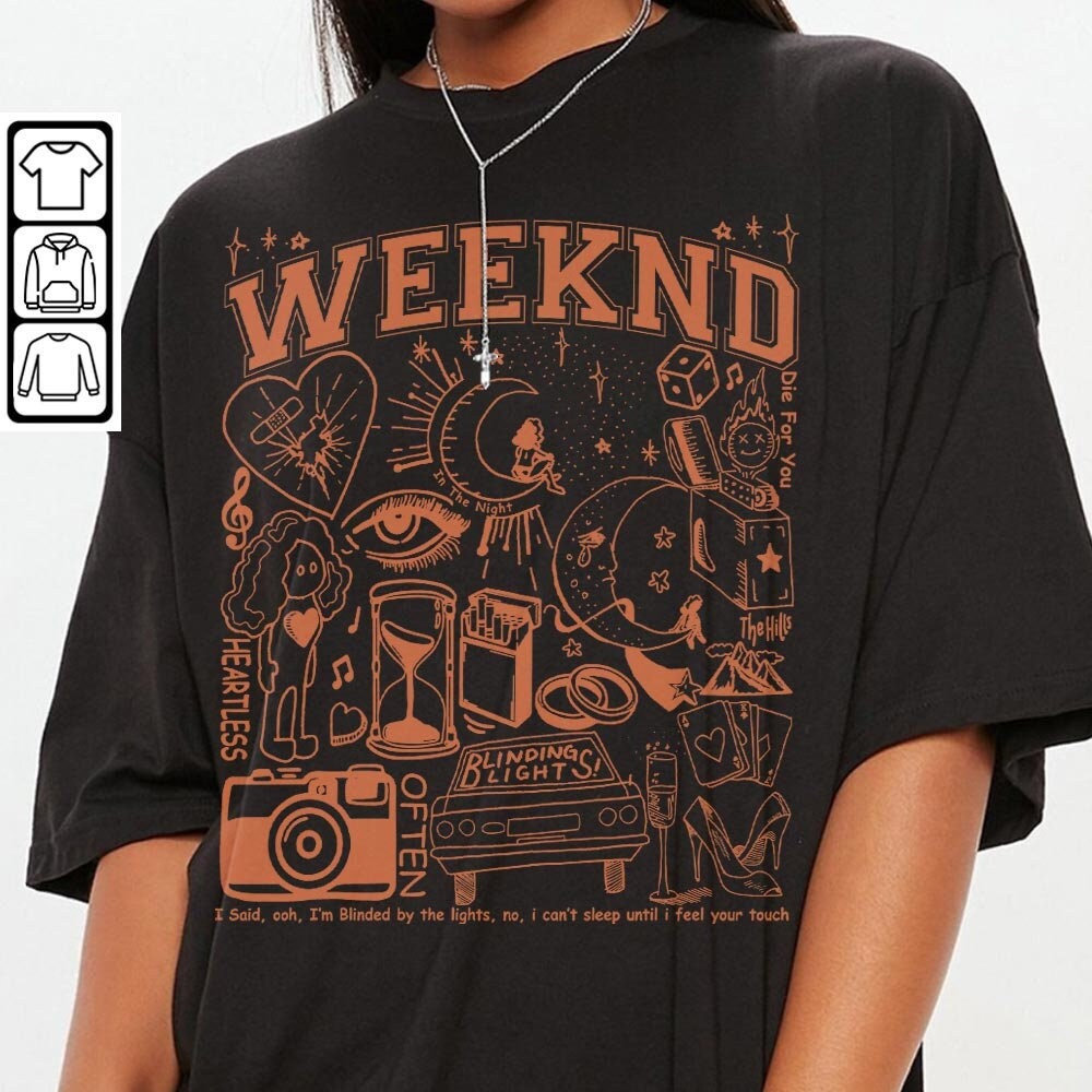 The Weeknd Doodle Art Shirt, Vintage Merch Weeknd Album Lyrics Song Sweatshirt Hoodie, The Weeknd Tour 2023 Tattoos DA1205DT - 3.jpg