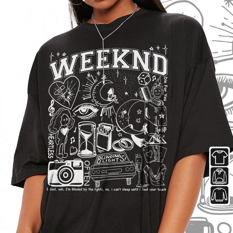 The Weeknd Doodle Art Shirt, Vintage Merch Weeknd Album Lyrics Song Sweatshirt Hoodie, The Weeknd Tour 2023 Tattoos DA2604DT - 2.jpg