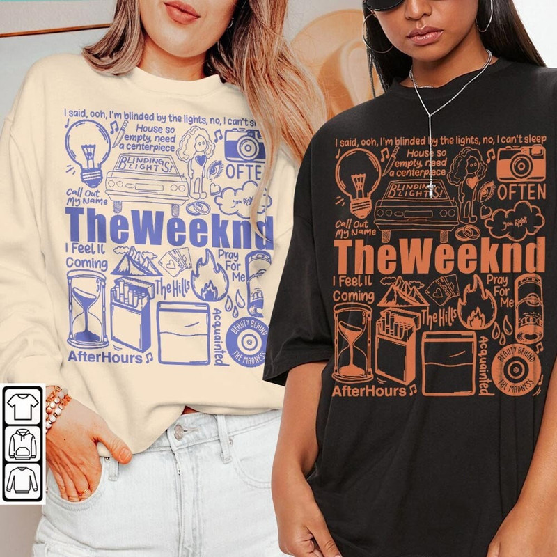 The Weeknd Doodle Art Shirt, Vintage Merch Weeknd Album Lyrics Song Sweatshirt Hoodie, Weeknd Tour 2023 Rap Tattoos DA1205DT - 1.jpg