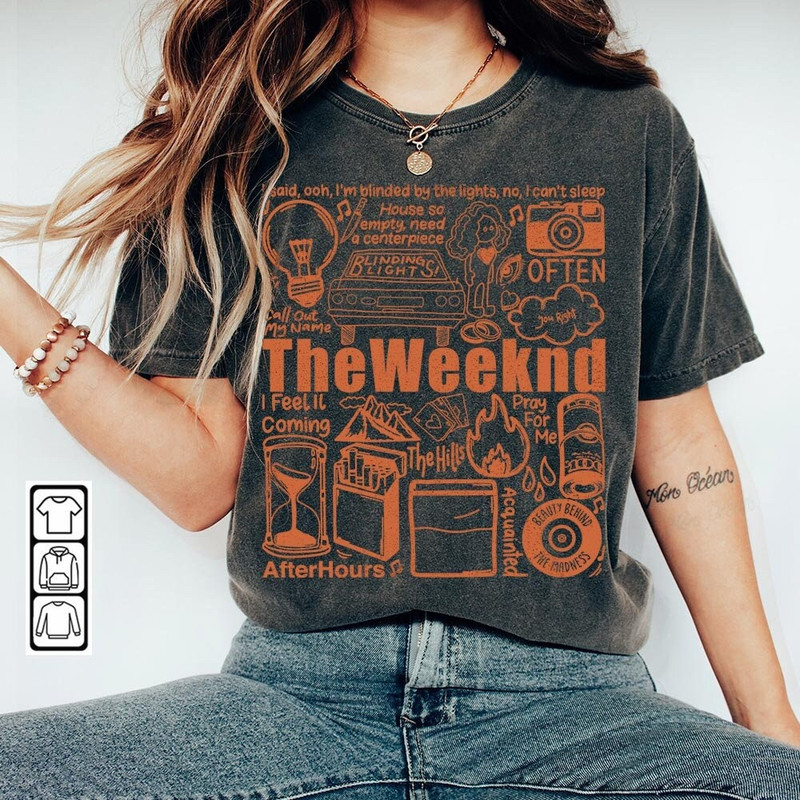The Weeknd Doodle Art Shirt, Vintage Merch Weeknd Album Lyrics Song Sweatshirt Hoodie, Weeknd Tour 2023 Rap Tattoos DA1205DT - 2.jpg