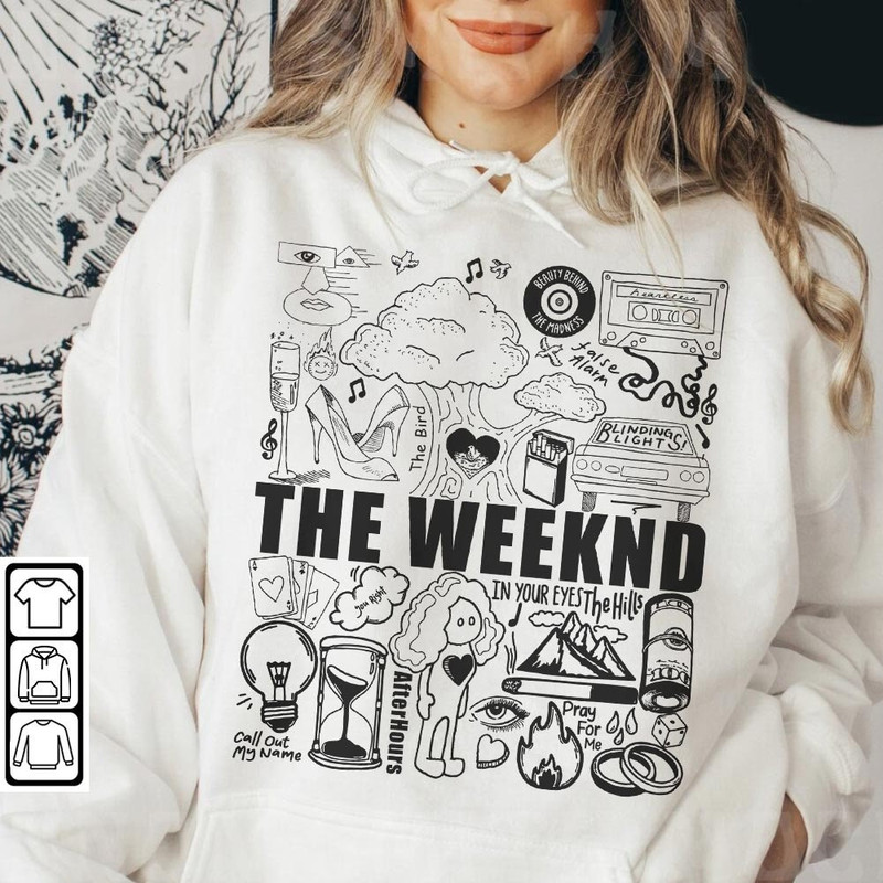 The Weeknd Doodle Art Shirt, Vintage Merch Weeknd Album Lyrics Song Sweatshirt Hoodie, Weeknd Tour 2023 Tattoos DA2604DT - 1.jpg