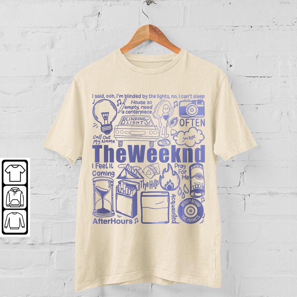 The Weeknd Doodle Art Shirt, Vintage Merch Weeknd Album Lyrics Song Sweatshirt Hoodie, Weeknd Tour 2023 Rap Tattoos DA1205DT - 4.jpg