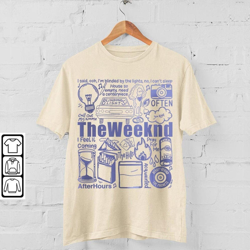 The Weeknd Doodle Art Shirt, Vintage Merch Weeknd Album Lyrics Song Sweatshirt Hoodie, Weeknd Tour 2023 Rap Tattoos DA1205DT - 4.jpg