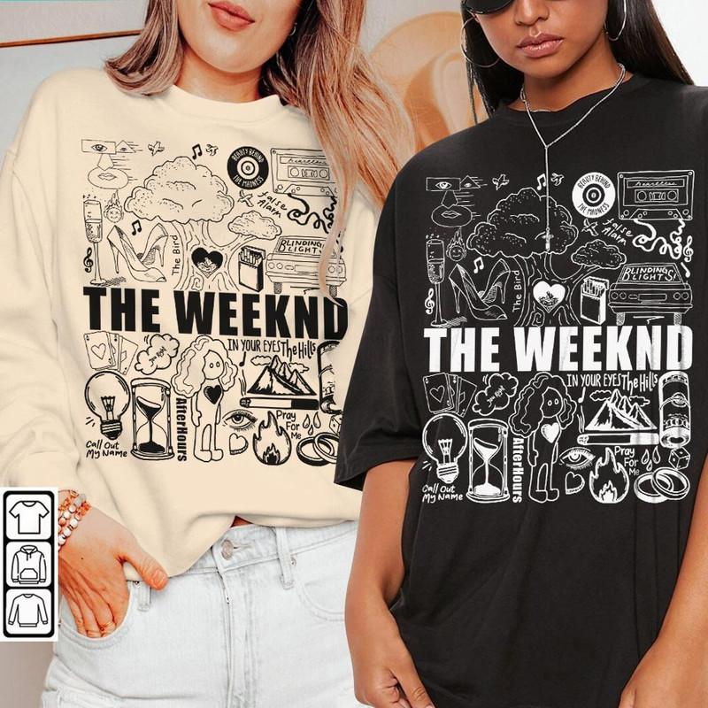 The Weeknd Doodle Art Shirt, Vintage Merch Weeknd Album Lyrics Song Sweatshirt Hoodie, Weeknd Tour 2023 Tattoos DA2604DT - 2.jpg