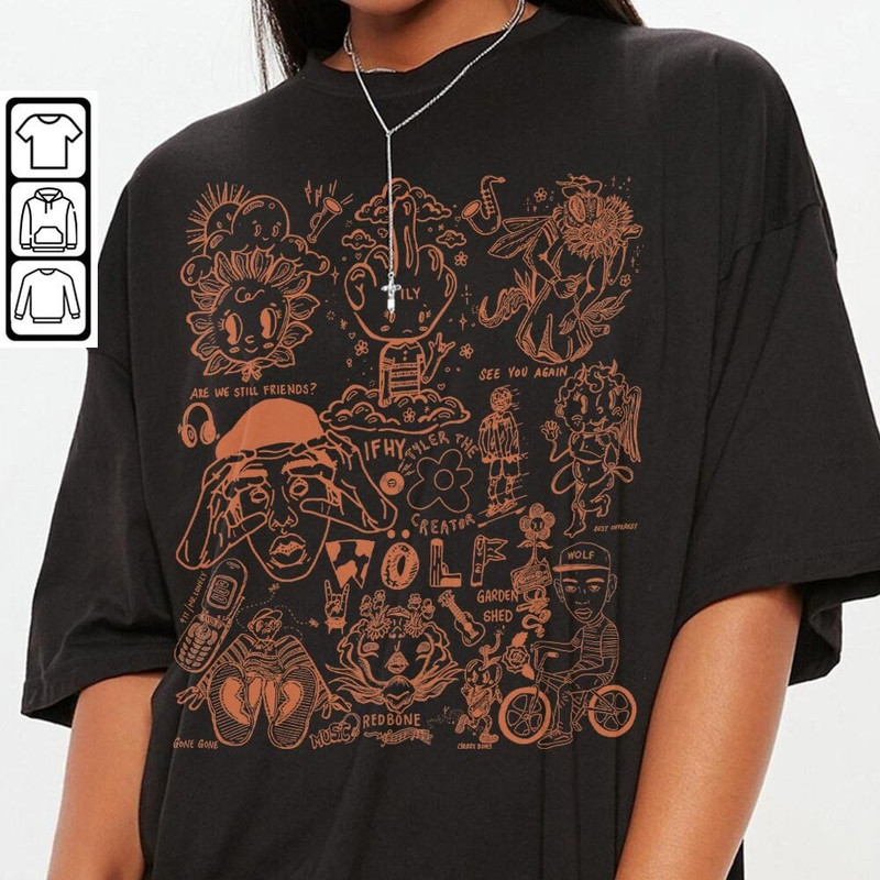Tyler Creator Doodle Art Tattoo Shirt, Tyler Creator Album Lyrics Art Sweatshirt Hoodie, Retro Tyler Tour 2023 Art Design DA1205DT - 3.jpg