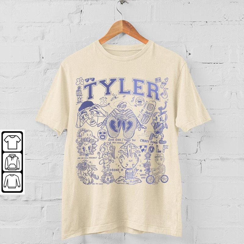 Tyler Creator Doodle Art Tattoo Shirt, Tyler Creator Album Lyrics Art Sweatshirt Hoodie, Retro Tyler Tour 2023 Concert DA1205DT - 4.jpg