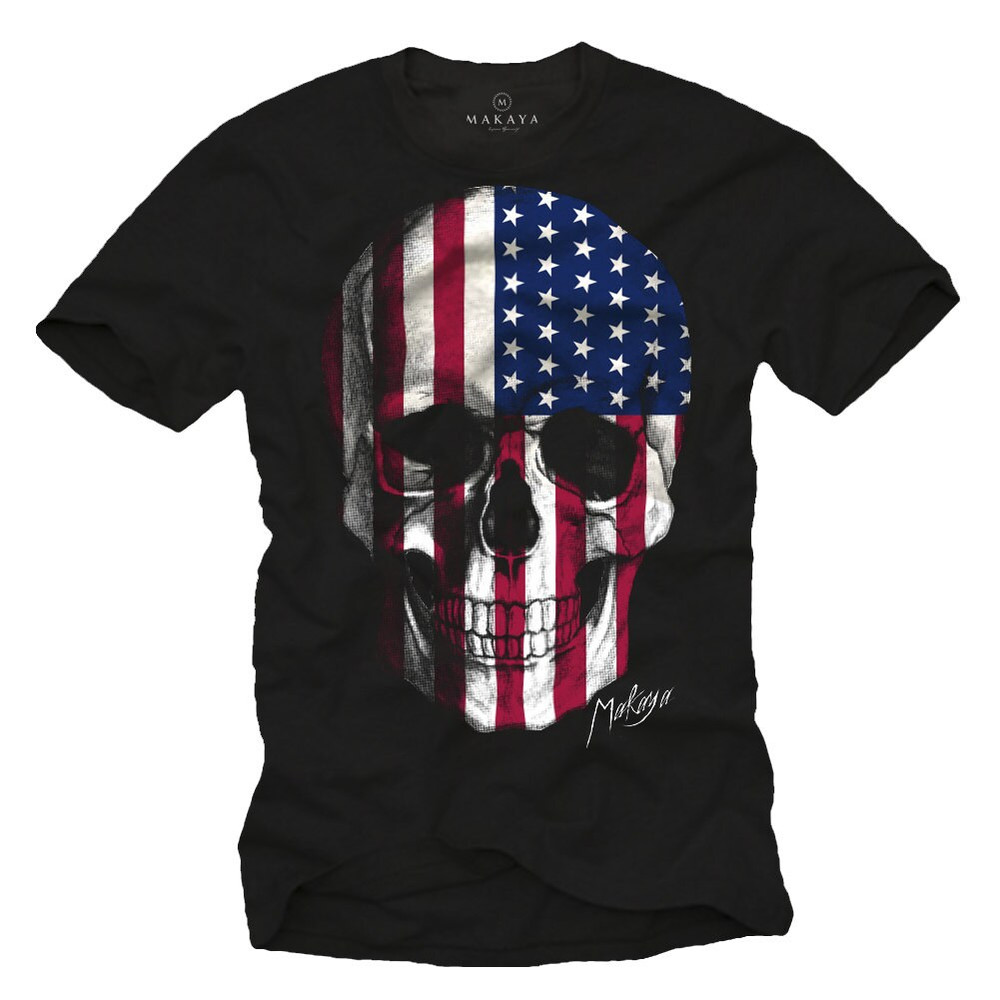 American USA Flag Skull T-Shirt Black S-XXXXXL - 1.jpg