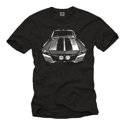 cool car t-shirt for men with eleanor print, black-white s-xxxxxl