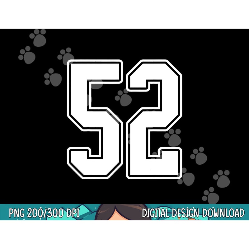 52 White Outline Number 52 Sports Fan Jersey Style png, sublimation copy.jpg