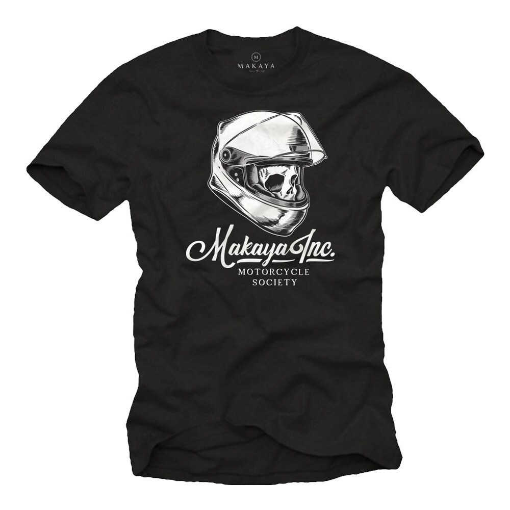 Cool Mens Biker Shirt with Skull and Helmet Print, Makaya Inc, black, S-XXXXXL - 1.jpg
