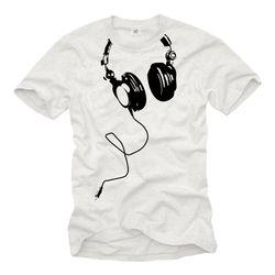 cool music t-shirt for men with headphones print white-black s-xxxxxl