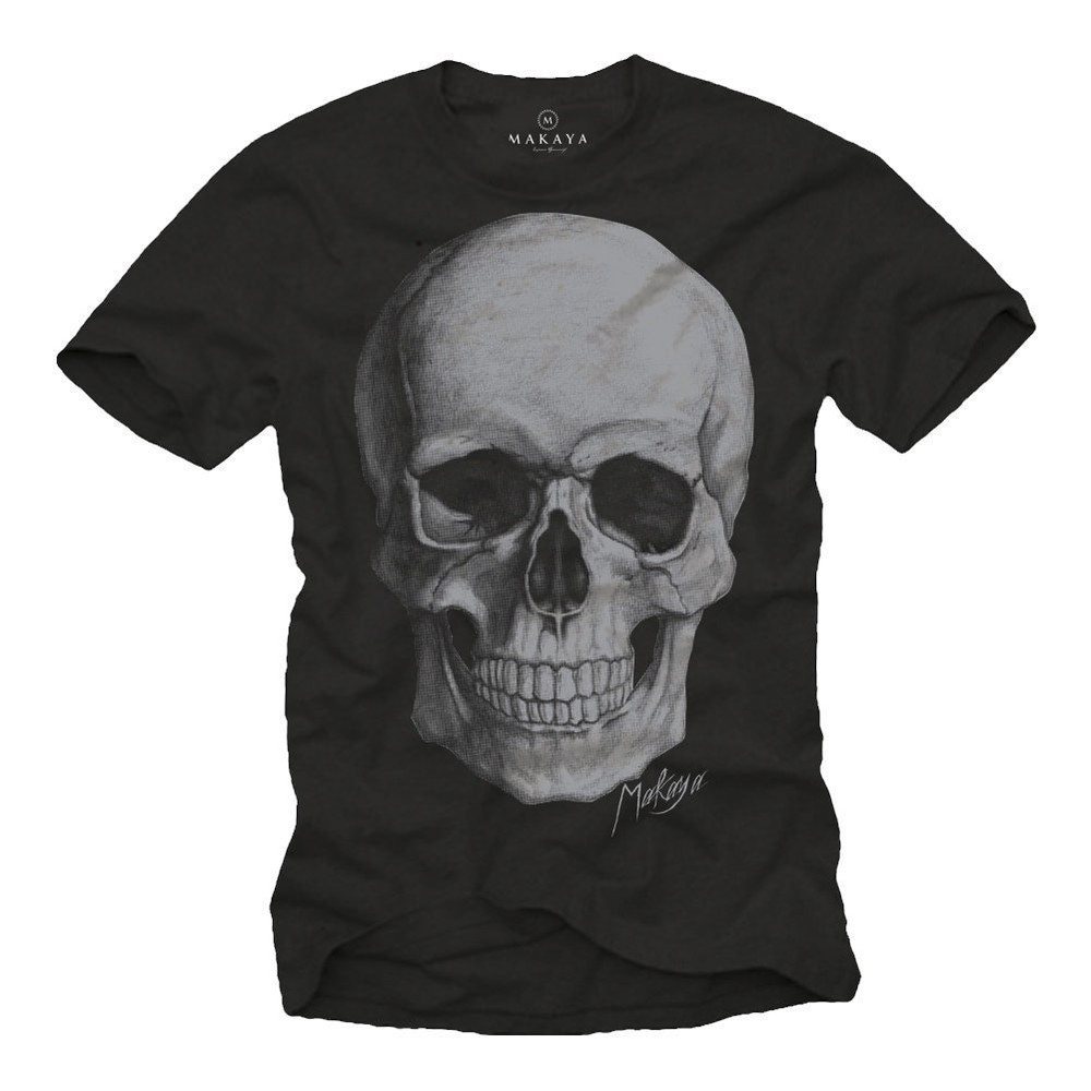 Cool Punk Biker T-Shirt for Men with Skull print grey, HALLOWEEN Size S-XXXXXL - 1.jpg